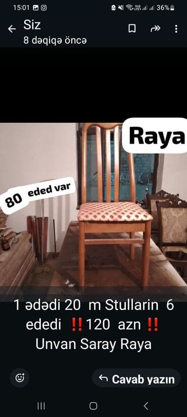 Mətbəx üçün, İşlənmiş, Qatlanmayan, Stul lalafo.az -da Mətbəx üçün, İşlənmiş, Qatlanmayan, Stul