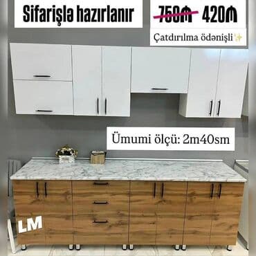 Mətbəx mebellərinin sifarişlə hazırlanması ✔️ Ölçü: 2m40sm – 420₼ lalafo.az -da Mətbəx mebellərinin sifarişlə hazırlanması ✔️ Ölçü: 2m40sm – 420₼