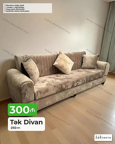 Tək divan – 250 sm - Mexanizm: açılan, bazalı (yataq funksiyalı və lalafo.az -da Tək divan – 250 sm - Mexanizm: açılan, bazalı (yataq funksiyalı və