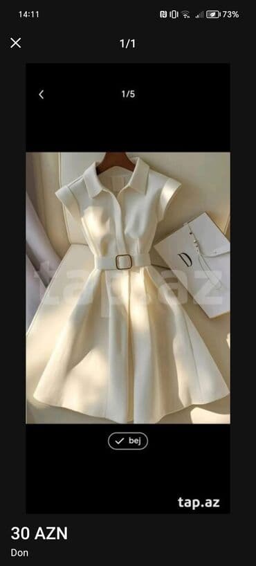 Bej rəngli qadın donu - Klassik yaxalıqlı, qolsuz model - Bel lalafo.az -da Bej rəngli qadın donu - Klassik yaxalıqlı, qolsuz model - Bel