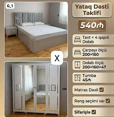 Yataq Dəsti – Komplekt • Tərkibi: taxt + 4 qapılı dolab • Çarpayı lalafo.az -da Yataq Dəsti – Komplekt • Tərkibi: taxt + 4 qapılı dolab • Çarpayı