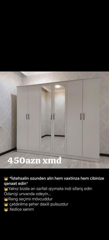 Yeni, Açılan, 6 qapı Düz dolab, Qarderob, paltar dolabı, Azərbaycan lalafo.az -da Yeni, Açılan, 6 qapı Düz dolab, Qarderob, paltar dolabı, Azərbaycan