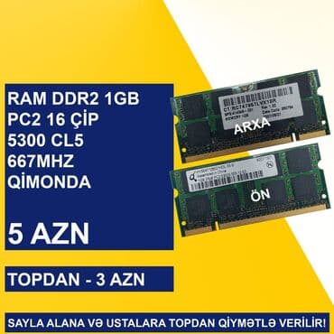 Notebook üçün Ramlar (DDR2/DDR3/DDR4) SAYLA ALANA VƏ USTALARA TOPDAN lalafo.az -da — 3 Notebook üçün Ramlar (DDR2/DDR3/DDR4) SAYLA ALANA VƏ USTALARA TOPDAN — 3