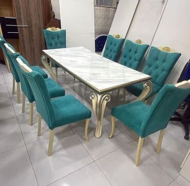 Qonaq otağı üçün, İşlənmiş, Dördbucaq masa, 8 stul lalafo.az -da Qonaq otağı üçün, İşlənmiş, Dördbucaq masa, 8 stul