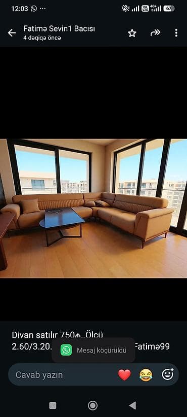 Divan satılır 750₼. Ölçü 2.60/3.20. Açılır. Ünvan sibriz. Fatimə99 lalafo.az -da Divan satılır 750₼. Ölçü 2.60/3.20. Açılır. Ünvan sibriz. Fatimə99