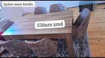 Qonaq otağı üçün, Yeni, Açılan, Dördbucaq masa, 6 stul lalafo.az -da Qonaq otağı üçün, Yeni, Açılan, Dördbucaq masa, 6 stul