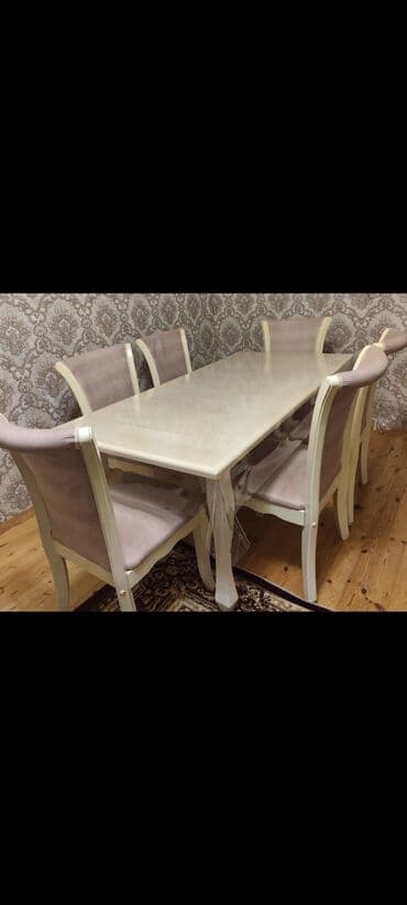 Qonaq otağı üçün, İşlənmiş, Dördbucaq masa, 6 stul lalafo.az -da Qonaq otağı üçün, İşlənmiş, Dördbucaq masa, 6 stul