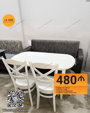 Mətbəx üçün, Oval masa, 2 stul lalafo.az -da Mətbəx üçün, Oval masa, 2 stul