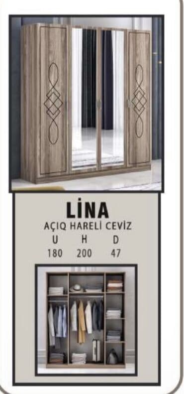 Yeni, 4 qapılı Düz dolab, Qarderob, paltar dolabı lalafo.az -da Yeni, 4 qapılı Düz dolab, Qarderob, paltar dolabı