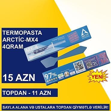 Termopasta "Arctic MX-4 4qram" SAYLA ALANA VƏ USTALARA TOPDAN QİYMƏTLƏ lalafo.az -da Termopasta "Arctic MX-4 4qram" SAYLA ALANA VƏ USTALARA TOPDAN QİYMƏTLƏ