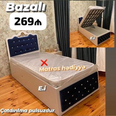 Təknəfərlik çarpayı, Bazalı, Matras ilə, Siyirməsiz lalafo.az -da Təknəfərlik çarpayı, Bazalı, Matras ilə, Siyirməsiz