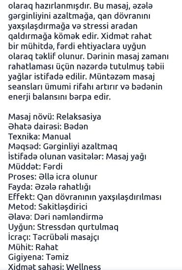 Relaks masaj, Kişilər üçün, Qadınlar üçün, Evə gəlməklə lalafo.az -da — 2 Relaks masaj, Kişilər üçün, Qadınlar üçün, Evə gəlməklə — 2