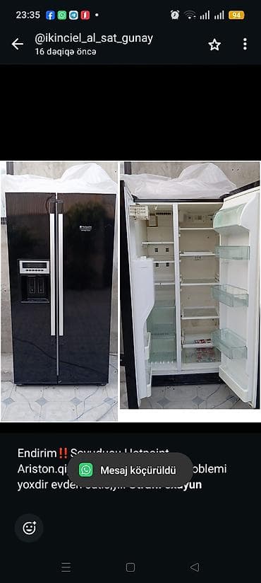 İşlənmiş 2 qapılı Hotpoint Ariston Soyuducu Satılır, rəng - Qara lalafo.az -da İşlənmiş 2 qapılı Hotpoint Ariston Soyuducu Satılır, rəng - Qara