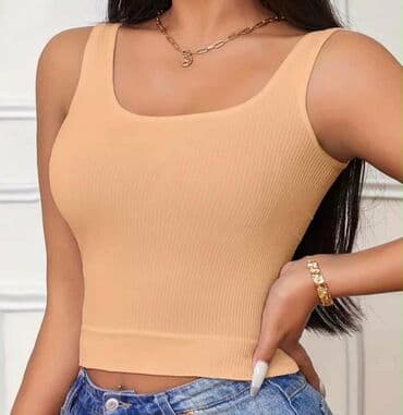 Qadınlar üçün qolsuz ribli top - Model: kvadrat dekolteli, qısa lalafo.az -da Qadınlar üçün qolsuz ribli top - Model: kvadrat dekolteli, qısa