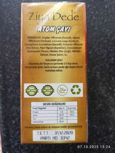 Полуфабрикаты: Прессованный турецкий чай “Atom” от компании Ziya Dede – набор трав в at lalafo.az — 4 Полуфабрикаты: Прессованный турецкий чай “Atom” от компании Ziya Dede – набор трав в — 4