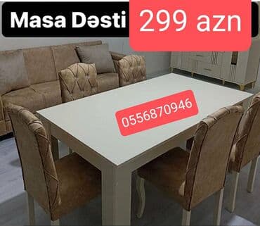 Qonaq otağı üçün, Yeni, Açılmayan, Dördbucaq masa, 6 stul lalafo.az -da Qonaq otağı üçün, Yeni, Açılmayan, Dördbucaq masa, 6 stul