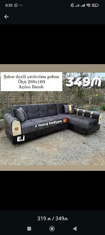 Künc divan – açılan bazalı model - Ölçü: 260 x 160 sm - Şəhər daxili lalafo.az -da Künc divan – açılan bazalı model - Ölçü: 260 x 160 sm - Şəhər daxili