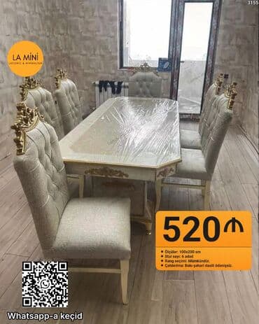 Qonaq otağı üçün, Açılmayan, Dördbucaq masa, 6 stul lalafo.az -da Qonaq otağı üçün, Açılmayan, Dördbucaq masa, 6 stul