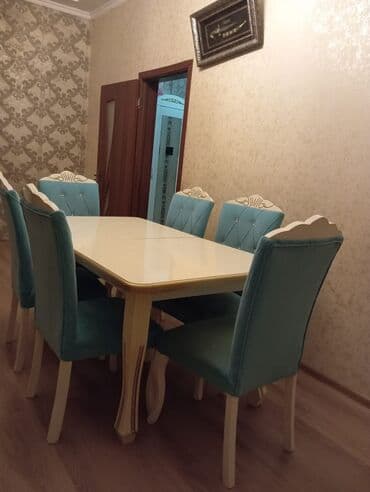 Qonaq otağı üçün, İşlənmiş, Açılan, Dördbucaq masa, 6 stul lalafo.az -da Qonaq otağı üçün, İşlənmiş, Açılan, Dördbucaq masa, 6 stul