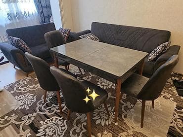 Yemək otağı dəsti - Dəst tərkibi: 1 geniş süfrə masası, 4 stul, 2 lalafo.az -da Yemək otağı dəsti - Dəst tərkibi: 1 geniş süfrə masası, 4 stul, 2
