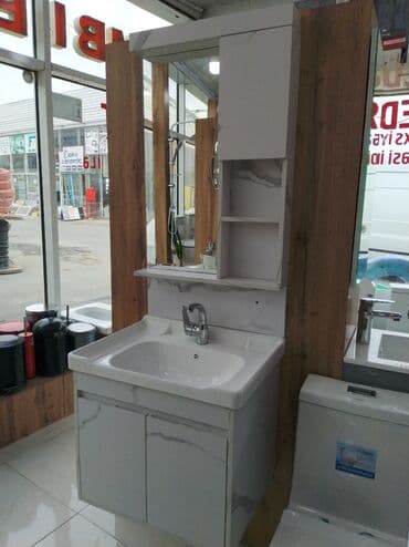 Hamam üçün lavabo dəsti – kabinetli - Modern dizayn: ağ mərmər lalafo.az -da Hamam üçün lavabo dəsti – kabinetli - Modern dizayn: ağ mərmər