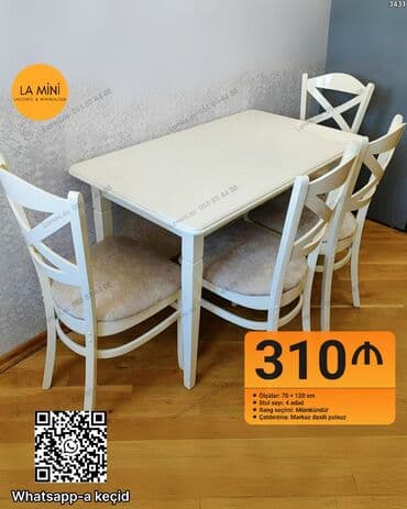 Mətbəx üçün, Açılmayan, Dördbucaq masa, 4 stul lalafo.az -da Mətbəx üçün, Açılmayan, Dördbucaq masa, 4 stul