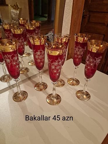 Бокалы, цвет - Красный, Стекло, Набор из 6 шт. at lalafo.az Бокалы, цвет - Красный, Стекло, Набор из 6 шт.