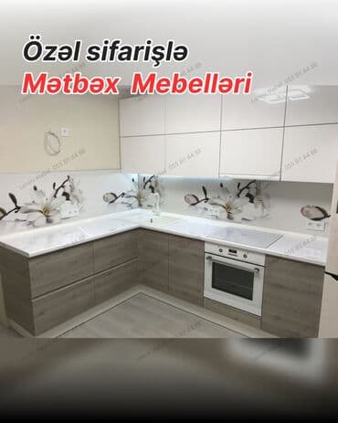 Özəl sifarişlə hazırlanmış mətbəx mebelləri - L formalı dizayn: aşağı lalafo.az -da Özəl sifarişlə hazırlanmış mətbəx mebelləri - L formalı dizayn: aşağı