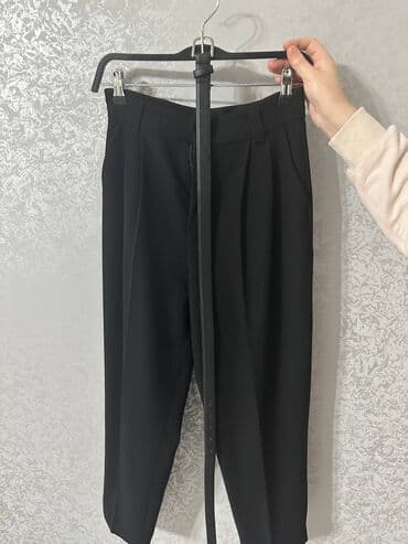 Qara klassik şalvar + nazik dəri kəmər - Rəng: qara - Model: konik lalafo.az -da Qara klassik şalvar + nazik dəri kəmər - Rəng: qara - Model: konik