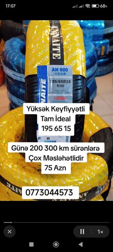 Annaite markalı 195/65/15 ölçülü təkər. Bu təkər avtomobiliniz üçün lalafo.az -da Annaite markalı 195/65/15 ölçülü təkər. Bu təkər avtomobiliniz üçün