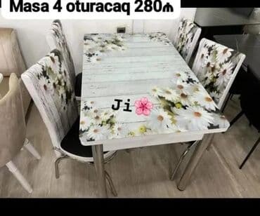 Mətbəx üçün, Dördbucaq masa, 4 stul lalafo.az -da Mətbəx üçün, Dördbucaq masa, 4 stul