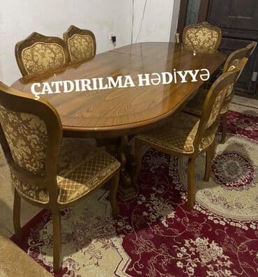 Qonaq otağı üçün, İşlənmiş, Açılan, Oval masa, 6 stul lalafo.az -da Qonaq otağı üçün, İşlənmiş, Açılan, Oval masa, 6 stul