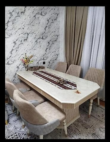Для гостиной, Б/у, Квадратный стол, 6 стульев at lalafo.az Для гостиной, Б/у, Квадратный стол, 6 стульев