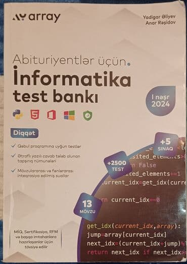 Məhsul: “Abituriyentlər üçün İnformatika test bankı” (Array, I nəşr lalafo.az -da Məhsul: “Abituriyentlər üçün İnformatika test bankı” (Array, I nəşr