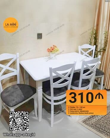 Mətbəx üçün, Açılmayan, Dördbucaq masa, 4 stul lalafo.az -da Mətbəx üçün, Açılmayan, Dördbucaq masa, 4 stul