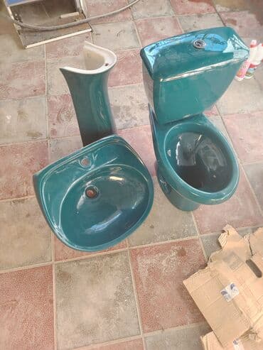 Alçipan: Yaşıl keramik santexnika dəsti - Komplekt: ayaqyolu (unitaz) + üst su lalafo.az -da — 3 Alçipan: Yaşıl keramik santexnika dəsti - Komplekt: ayaqyolu (unitaz) + üst su — 3