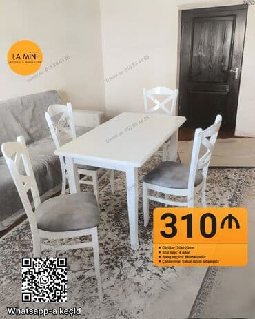 Mətbəx üçün, Açılmayan, Dördbucaq masa, 4 stul lalafo.az -da Mətbəx üçün, Açılmayan, Dördbucaq masa, 4 stul