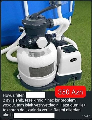 Intex qumlu hovuz filtri və nasos sistemi - Qumla işləyən filtrləmə at lalafo.az Intex qumlu hovuz filtri və nasos sistemi - Qumla işləyən filtrləmə
