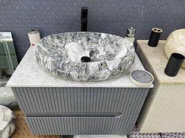 Mərmər üslublu lavabo dəsti - Üst qab-formalı lavabo: boz-ağ lalafo.az -da Mərmər üslublu lavabo dəsti - Üst qab-formalı lavabo: boz-ağ