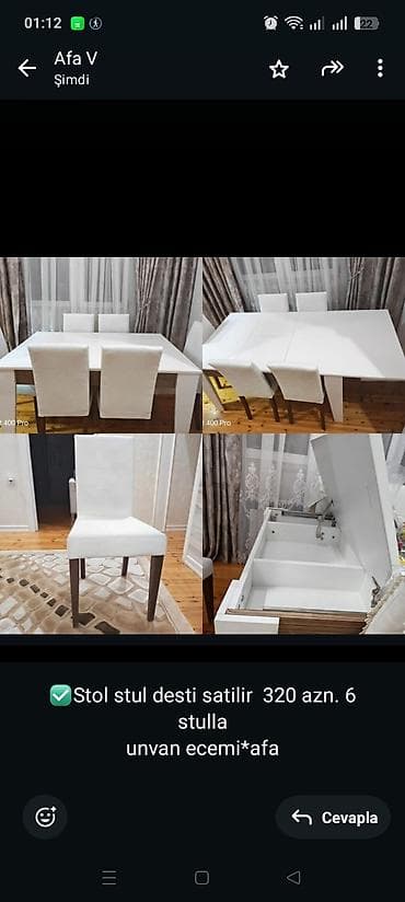 ✅Stol stul desti satilir 320 azn. 6 stulla
unvan ecemi*afa lalafo.az -da ✅Stol stul desti satilir 320 azn. 6 stulla
unvan ecemi*afa