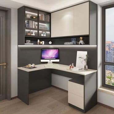 Məhsul: L formalı iş masası və divarüstü saxlama sistemli modul ofis lalafo.az -da Məhsul: L formalı iş masası və divarüstü saxlama sistemli modul ofis