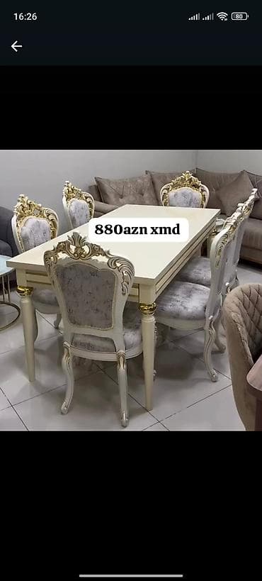 Для гостиной, Новый, Нераскладной, Прямоугольный стол, 6 стульев at lalafo.az Для гостиной, Новый, Нераскладной, Прямоугольный стол, 6 стульев