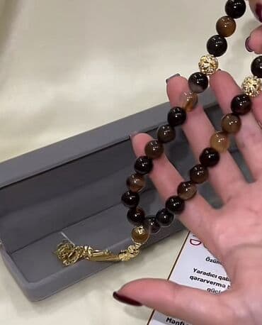 Цепочки: Təsbeh – təbii daş boncuklu, qızılı aksentli - Material at lalafo.az — 1 Цепочки: Təsbeh – təbii daş boncuklu, qızılı aksentli - Material — 1