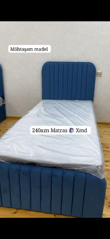 Möhtəşəm model tək nəfərlik çarpayı və matras dəsti. - Rəng: mavi lalafo.az -da Möhtəşəm model tək nəfərlik çarpayı və matras dəsti. - Rəng: mavi