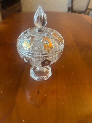 Büllur qapaqlı şirniyyat qabı / konfet qabı - Şəffaf büllur lalafo.az -da Büllur qapaqlı şirniyyat qabı / konfet qabı - Şəffaf büllur