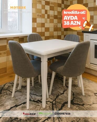 Mətbəx üçün, Yeni, Açılan, Dördbucaq masa, 4 stul lalafo.az -da Mətbəx üçün, Yeni, Açılan, Dördbucaq masa, 4 stul
