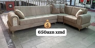 L‑şəkilli künc divan dəsti - Rəng: bej - Üzlük: yumşaq toxumalı parça lalafo.az -da L‑şəkilli künc divan dəsti - Rəng: bej - Üzlük: yumşaq toxumalı parça