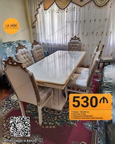 Qonaq otağı üçün, Açılmayan, Dördbucaq masa, 6 stul lalafo.az -da Qonaq otağı üçün, Açılmayan, Dördbucaq masa, 6 stul
