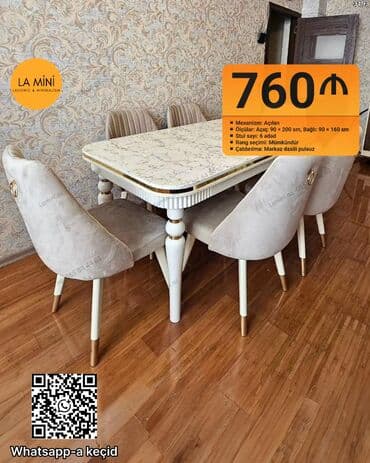 Açılan, Dördbucaq masa, 6 stul lalafo.az -da Açılan, Dördbucaq masa, 6 stul