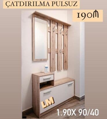 Dəhliz üçün asılqan və dolab dəsti - Material: ağ və açıq ağac lalafo.az -da Dəhliz üçün asılqan və dolab dəsti - Material: ağ və açıq ağac